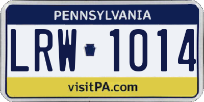 PA license plate LRW1014