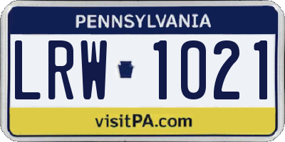 PA license plate LRW1021