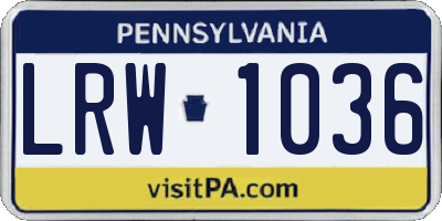 PA license plate LRW1036