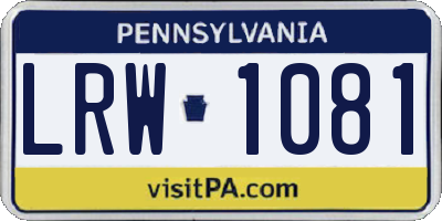PA license plate LRW1081