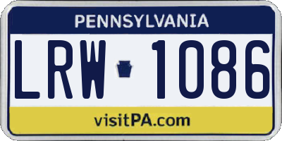 PA license plate LRW1086