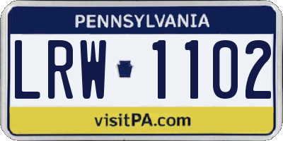 PA license plate LRW1102