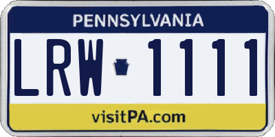 PA license plate LRW1111