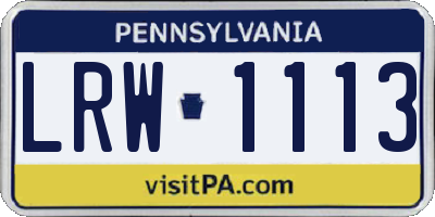 PA license plate LRW1113
