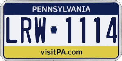 PA license plate LRW1114