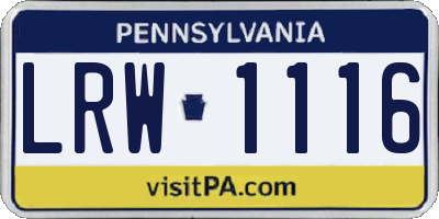 PA license plate LRW1116