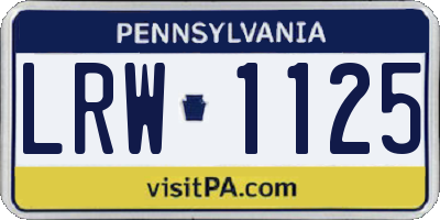 PA license plate LRW1125