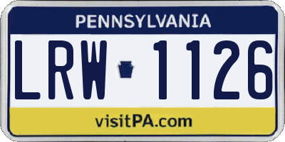 PA license plate LRW1126