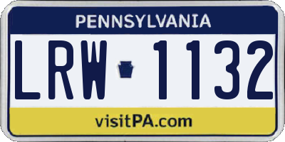 PA license plate LRW1132