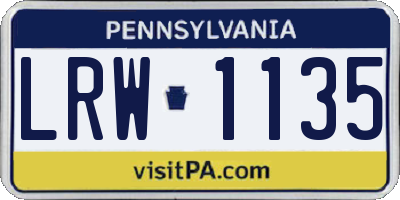 PA license plate LRW1135