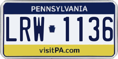 PA license plate LRW1136