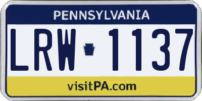 PA license plate LRW1137
