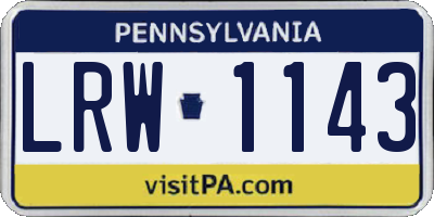 PA license plate LRW1143