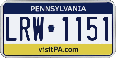 PA license plate LRW1151
