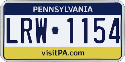 PA license plate LRW1154