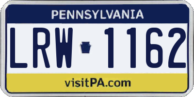 PA license plate LRW1162