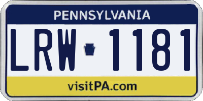 PA license plate LRW1181