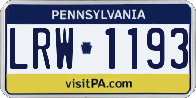 PA license plate LRW1193