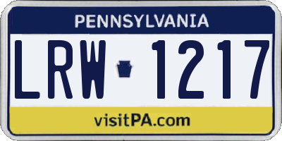 PA license plate LRW1217