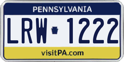 PA license plate LRW1222