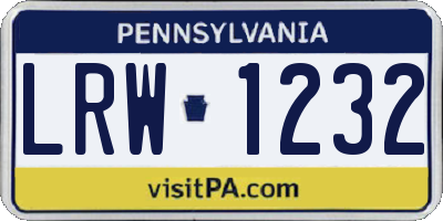 PA license plate LRW1232