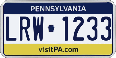 PA license plate LRW1233