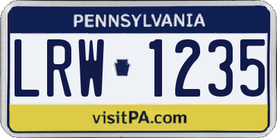 PA license plate LRW1235