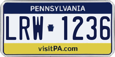 PA license plate LRW1236