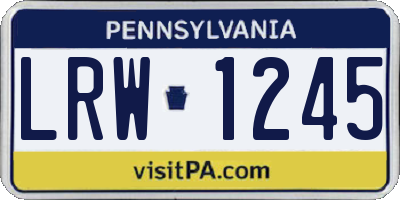 PA license plate LRW1245