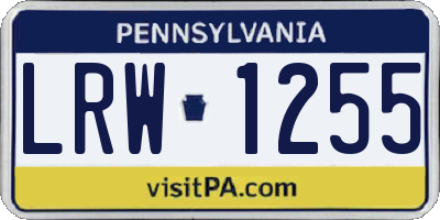 PA license plate LRW1255