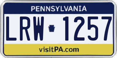 PA license plate LRW1257