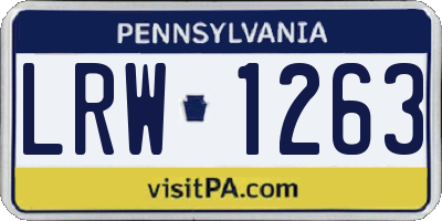 PA license plate LRW1263