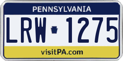 PA license plate LRW1275