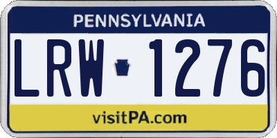 PA license plate LRW1276