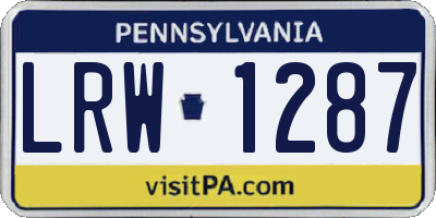 PA license plate LRW1287