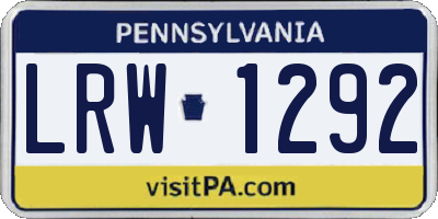 PA license plate LRW1292