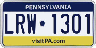 PA license plate LRW1301