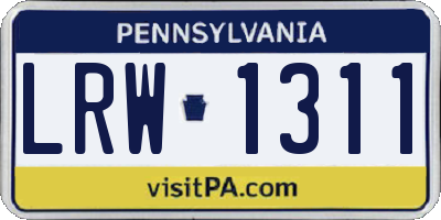 PA license plate LRW1311