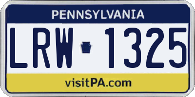 PA license plate LRW1325