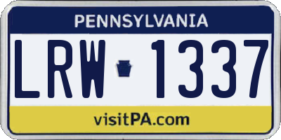 PA license plate LRW1337