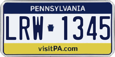 PA license plate LRW1345