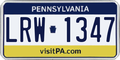 PA license plate LRW1347
