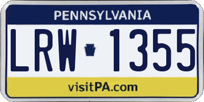 PA license plate LRW1355