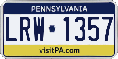 PA license plate LRW1357