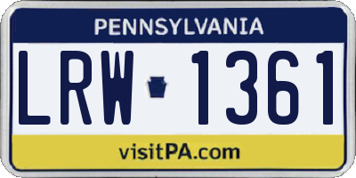 PA license plate LRW1361