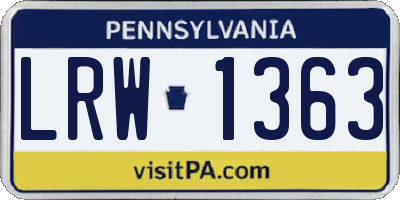 PA license plate LRW1363