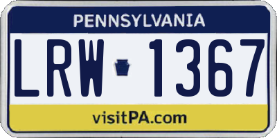 PA license plate LRW1367