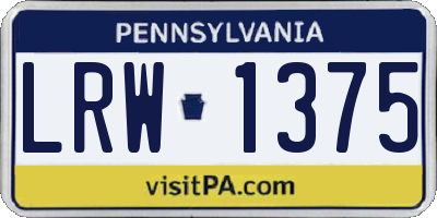 PA license plate LRW1375