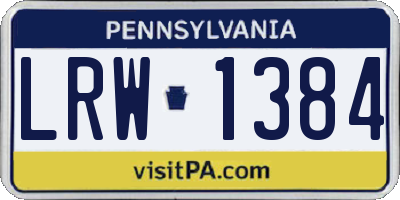 PA license plate LRW1384