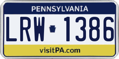 PA license plate LRW1386